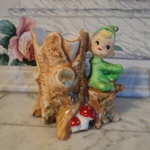 vintage elf/gnome pixie elf vase planter